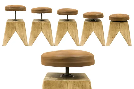Drewniany stołek obrotowy SWIVEL