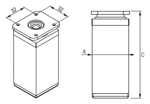 Stopka 40x40 regulowana (FE) H60mm (STALKW60PS-SRCH) aluminium chrom