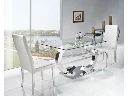 Stół CHANEL DESIGN 180x90 - transparentny/srebrny