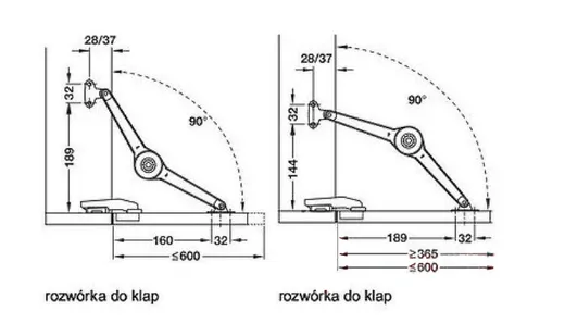 Podnośnik z Hamulcem Do Klap Lekkich Drew. i Ramek Aluminiowych