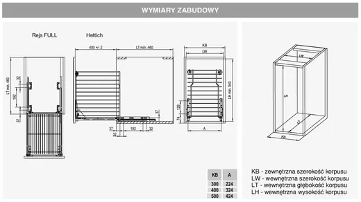 Cargo na bieliznę Mini Dolne VARIANT MULTI 50 cm - ocynk / miękki domyk