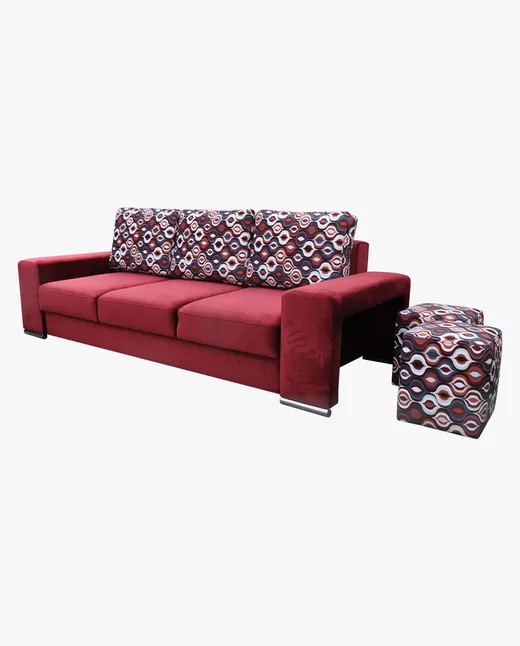 Sofa rozkładana AMBER 1 z wnęką i pufami