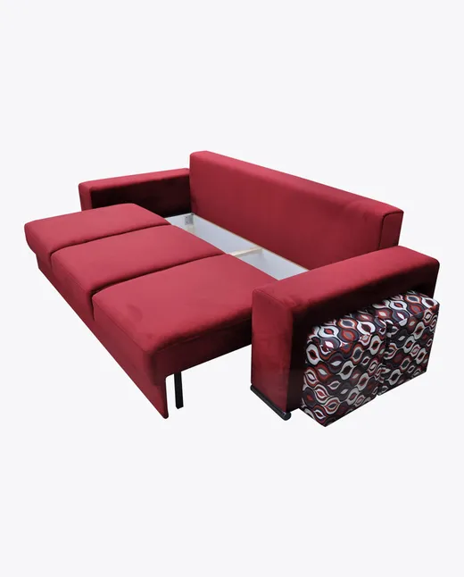 Sofa rozkładana AMBER 1 z wnęką i pufami