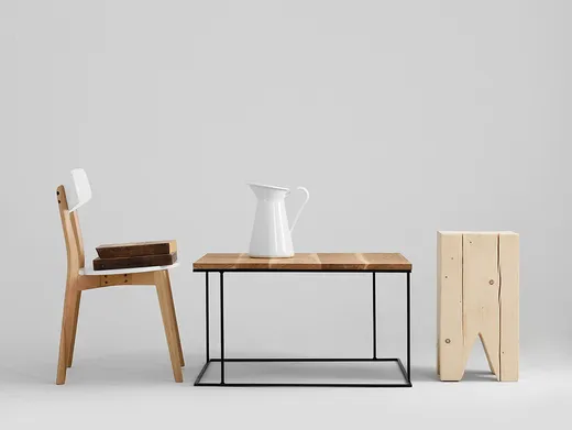 Stół kawowy WALT SOLID WOOD 100x100 - naturalny/czarny