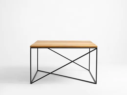 Stolik MEMO SOLID WOOD 100x100 - naturalny/czarny