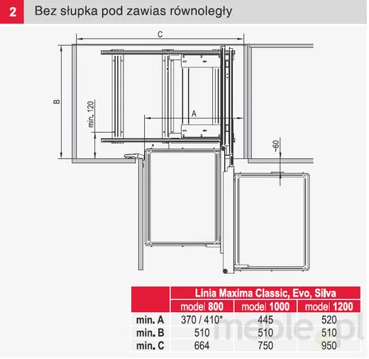 MAXIMA CLASSIC Corner Comfort 1000 lewy metal chrom
