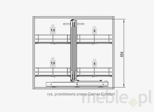 MAXIMA CLASSIC Corner Comfort 1200 prawy metal chrom