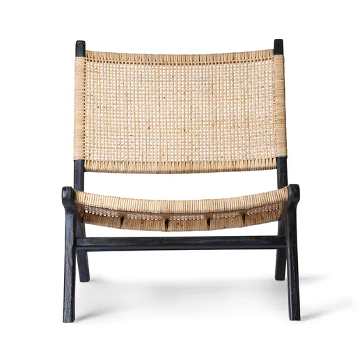 Fotel lounge z drewna tekowego - czarny/naturalny