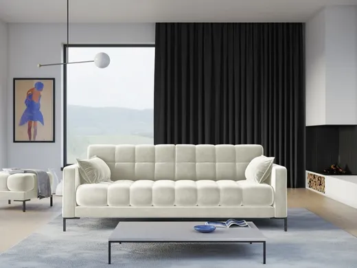 Aksamitna sofa 4-osobowa MAMAIA - czarne nogi