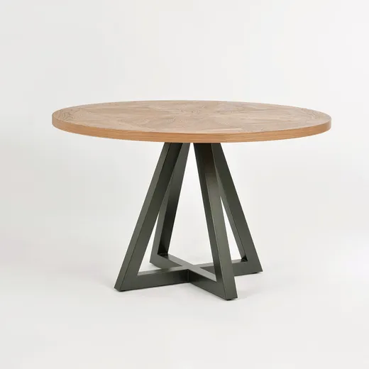 Stół okrągły INDUS 125 cm - dąb/czarny