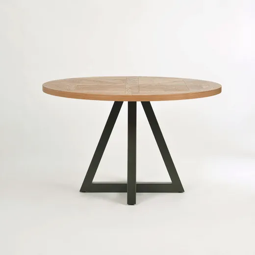 Stół okrągły INDUS 125 cm - dąb/czarny