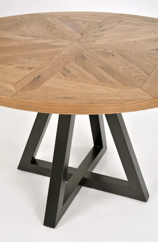 Stół okrągły INDUS 125 cm - dąb/czarny