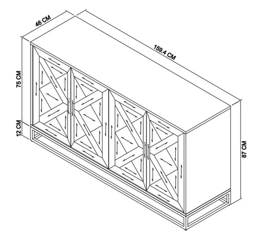 Komoda drewniana 4D2S INDUS - dąb/czarny