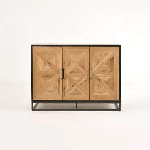 Komoda drewniana 3D1S INDUS - dąb/czarny