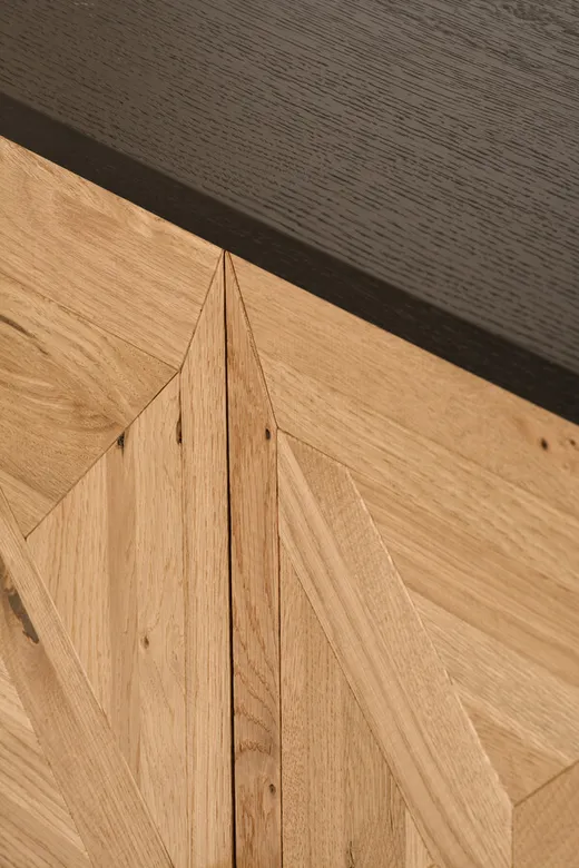 Komoda drewniana 3D1S INDUS - dąb/czarny