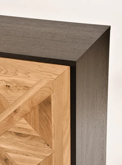 Komoda drewniana 3D1S INDUS - dąb/czarny