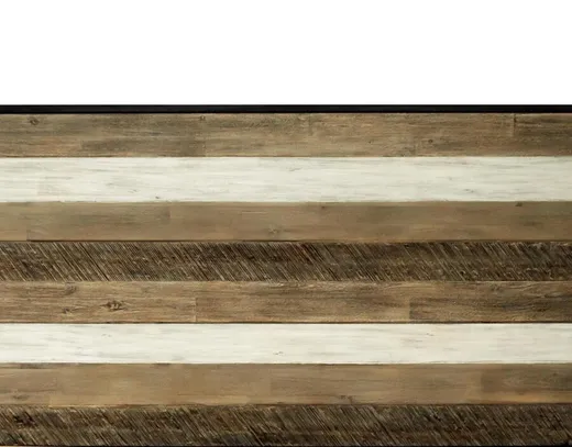Łóżko z drewnianym wezgłowiem ADESSO 140x200 - czarny/beżowy