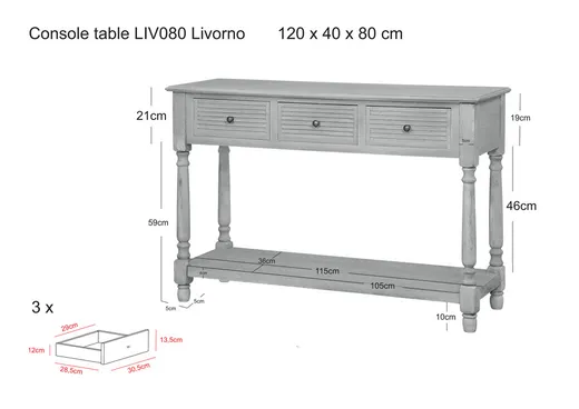 Konsola z półką i szufladami LIVORNO 080 - beżowy