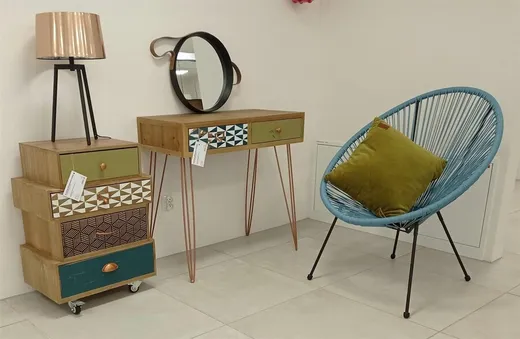 Komoda na kółkach retro PORTOFINO 012 - 4 szuflady