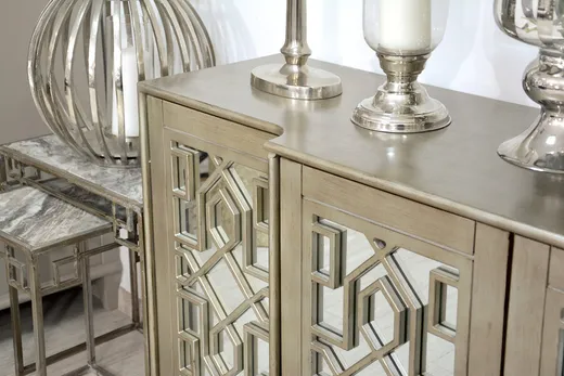 Komoda lustrzana AVOLA VINTAGE SILVER - srebrny
