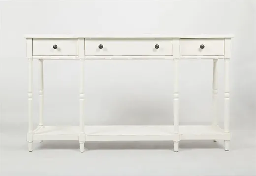 Konsola z szufladami i półką AVOLA ANTIQUE WHITE 3S - biały