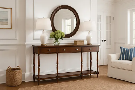 Konsola z szufladami i półką AVOLA ANTIQUE MAHOGANY 3S - mahoniowy