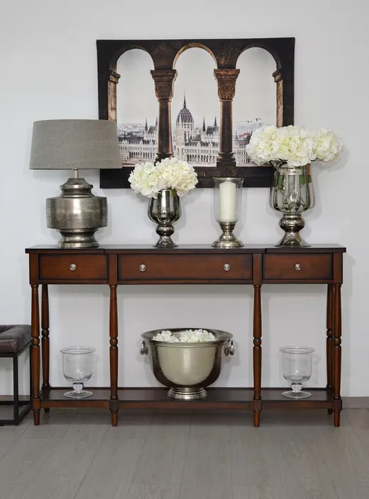Konsola z szufladami i półką AVOLA ANTIQUE MAHOGANY 3S - mahoniowy