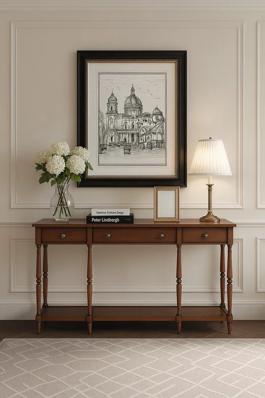 Konsola z szufladami i półką AVOLA ANTIQUE MAHOGANY 3S - mahoniowy