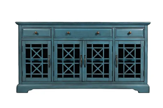 Komoda czterodrzwiowa AVOLA ANTIQUE BLUE 4D/3S - turkusowy