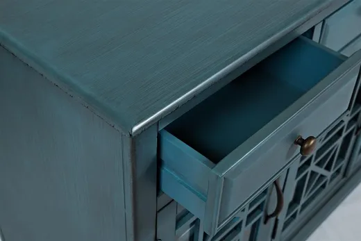 Komoda czterodrzwiowa AVOLA ANTIQUE BLUE 4D/3S - turkusowy