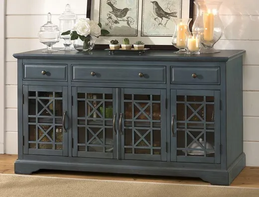 Komoda czterodrzwiowa AVOLA ANTIQUE BLUE 4D/3S - turkusowy