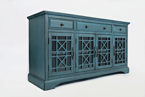 Komoda czterodrzwiowa AVOLA ANTIQUE BLUE 4D/3S - turkusowy