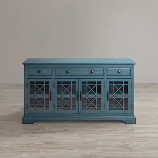 Komoda czterodrzwiowa AVOLA ANTIQUE BLUE 4D/3S - turkusowy