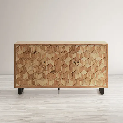 Komoda drewniana retro AVOLA NATURAL 3D - naturalne drewno