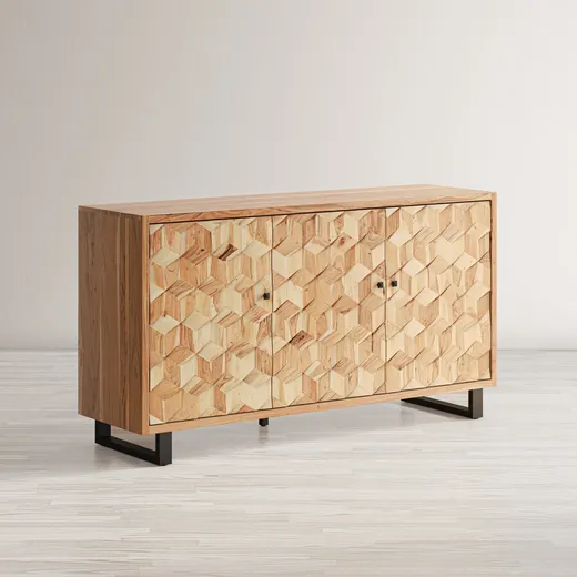 Komoda drewniana retro AVOLA NATURAL 3D - naturalne drewno