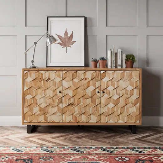 Komoda drewniana retro AVOLA NATURAL 3D - naturalne drewno