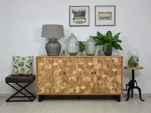 Komoda drewniana retro AVOLA NATURAL 3D - naturalne drewno