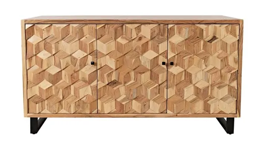 Komoda drewniana retro AVOLA NATURAL 3D - naturalne drewno