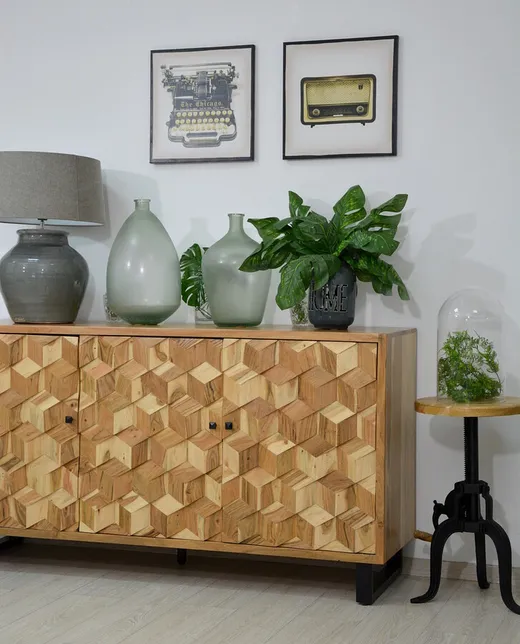 Komoda drewniana retro AVOLA NATURAL 3D - naturalne drewno