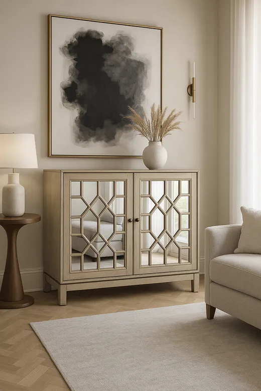 Komoda lustrzana AVOLA SILVER GOLD 2D - srebrny