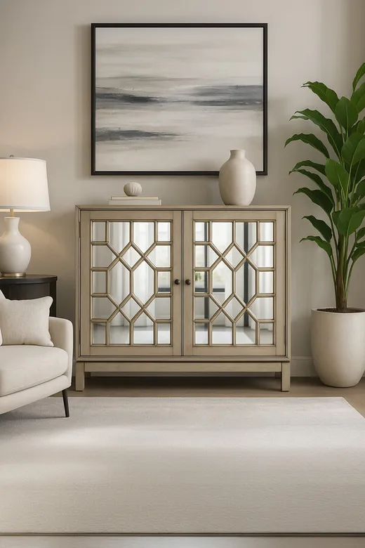 Komoda lustrzana AVOLA SILVER GOLD 2D - srebrny