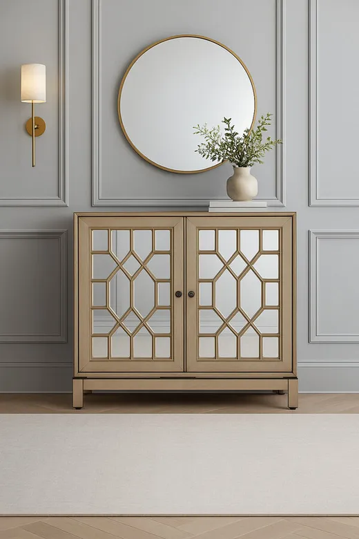Komoda lustrzana AVOLA SILVER GOLD 2D - srebrny