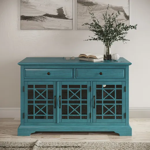 Komoda trzydrzwiowa AVOLA ANTIQUE BLUE 3D/2S - ciemnoniebieski