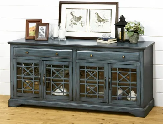 Komoda czterodrzwiowa AVOLA ANTIQUE BLUE 4D/2S - ciemnoniebieski