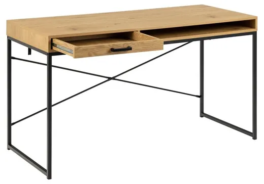 Biurko z szufladą i półką SEAFORD 140 cm - dziki dąb