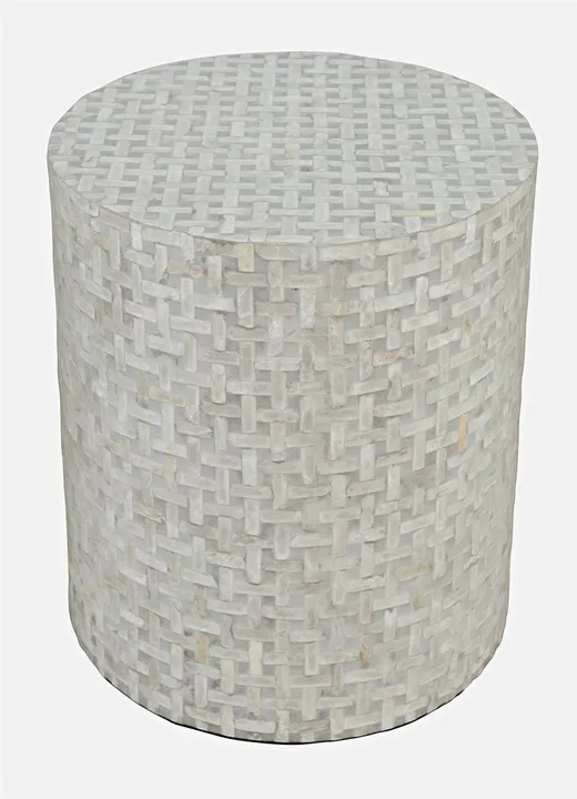 Stolik okrągły z muszli AVOLA GREY BASKET WEAVE - szary