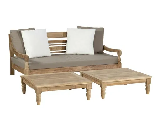 Sofa 2-osobowa z drewna tekowego KAWANG - taupe