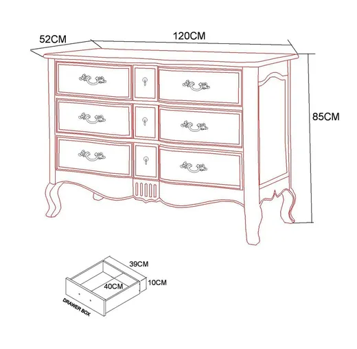Komoda VENEZIA BIANCO 815K - 9 szuflad