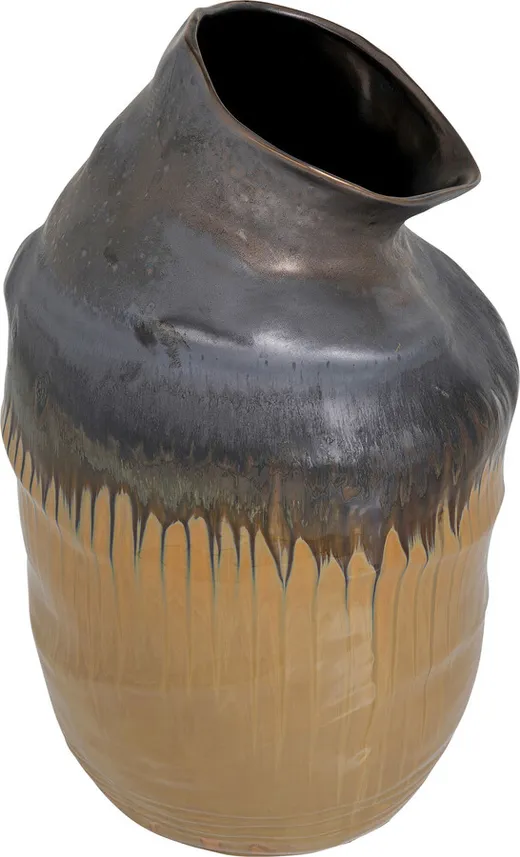 Wazon ceramiczny COLLAPSE 58 - antracyt/brązowy