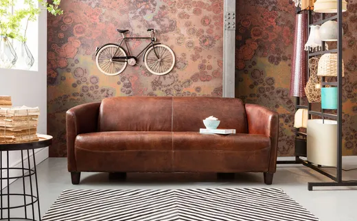 Sofa 2-osobowa skórzana CIGAR LOUNGE - brązowy